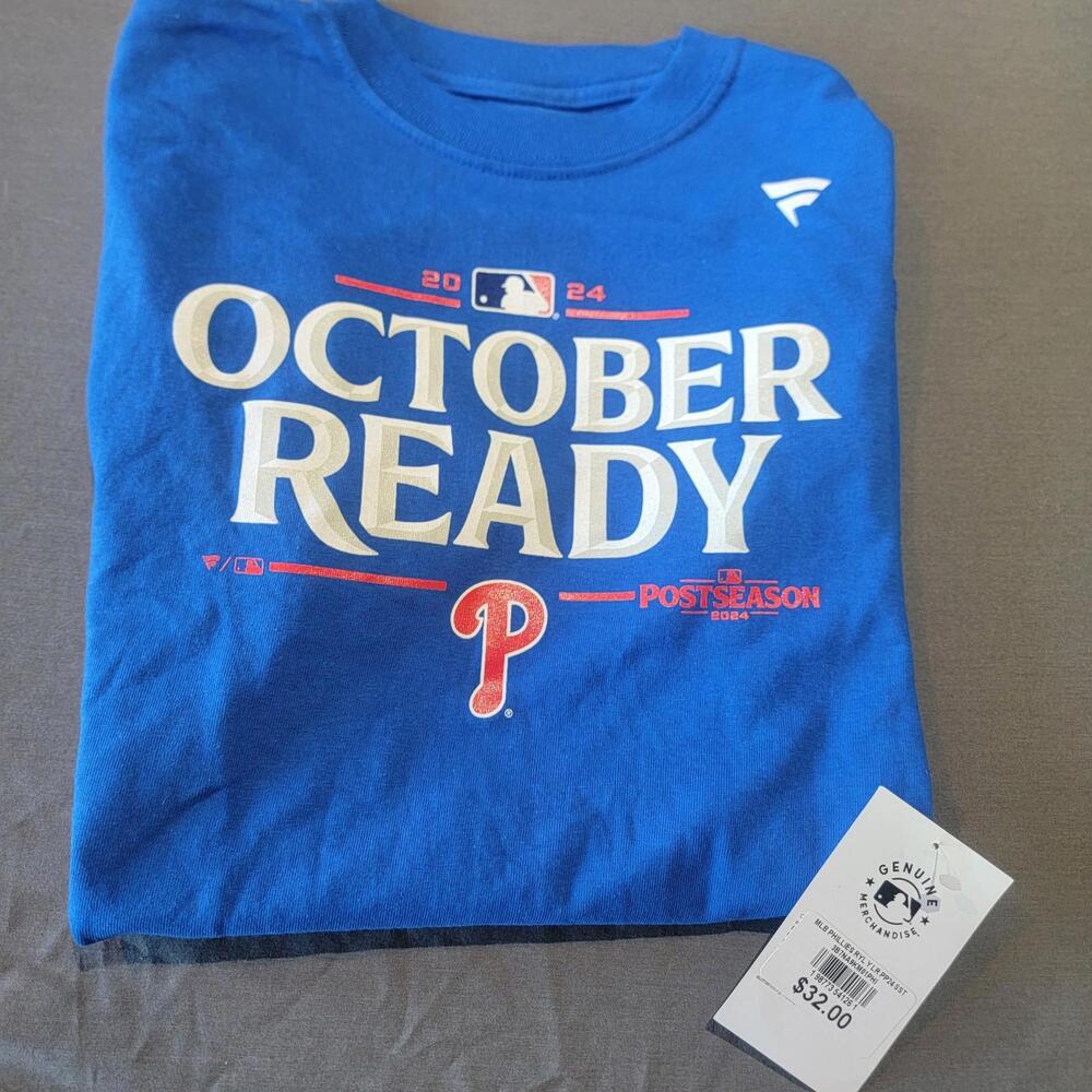 (L 14-16) Phillies "October Ready 2024" T-Shirt Blue New With Tags